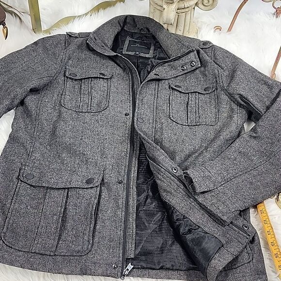 Pristine Men's Herringbone Wool Blend Marc Anthony Winter Jacket Coat - Picture 1 of 12